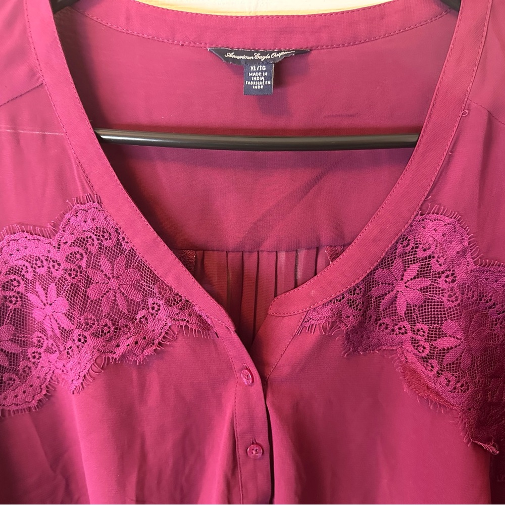 American Eagle Outfitters Burgundy Lace Trim Chemise
